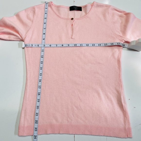 Vintage Pink Cashmere/Silk Blend Crew Neck Sweater w keyhole detail (size S) - Picture 7 of 8